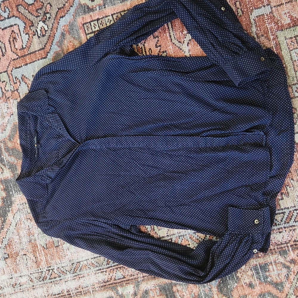 imogene + willie Navy Blue Polka Dot Blouse